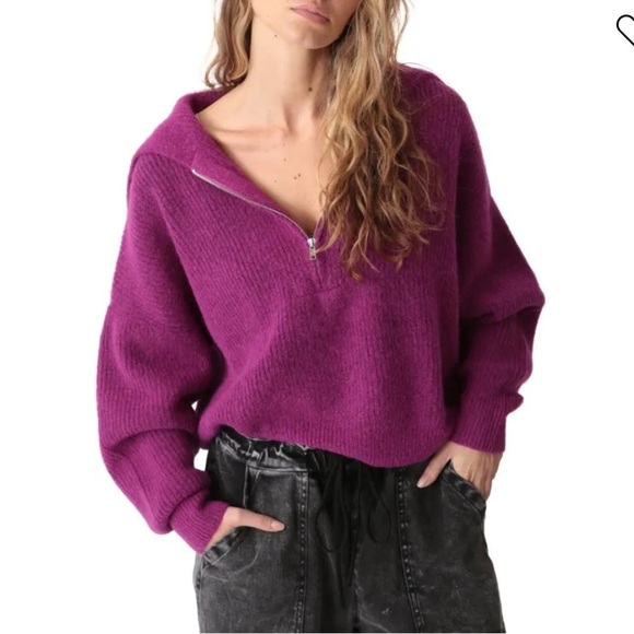 Electric & Rose Tops - Electric & Rose Womens Berry Marin Half zip wool/ alpaca blend sweater M